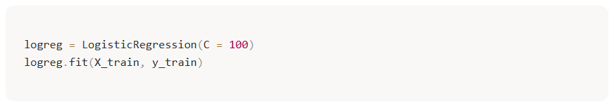 Code snippet fitting the logistic regression model using the training data.